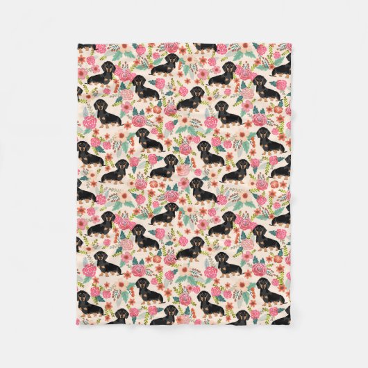 Dachshunds couverture - mignon chien doxie floral (Devant)