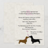 Dachshunds Custom Ivory Wedding Invitation Kaart (Voorkant / Achterkant)