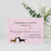 Dachshunds Custom Pink Wedding RSVP (Staand voorkant)
