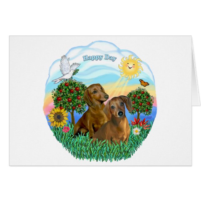 Dachshunds (deux rouges ou bruns) (Devant horizontal)