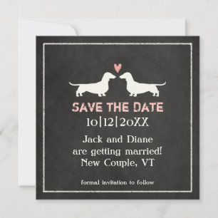 Dachshunds Dog Wedding Save the Date Chalkboard