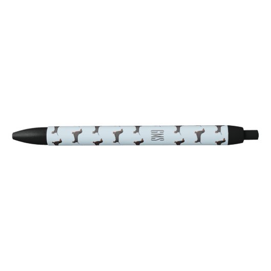 Dachshunds Dogs Pattern Monogrammed Zwarte Inkt Pen (Voorkant)