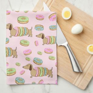 Dachshunds + Donuts Serviette à plat + Doxie Servi
