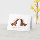 Dachshunds en amour carte fiançailles (fille/fille (Fleur jaune)
