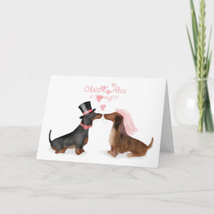 Dachshunds en amour carte mariage (garçon/fille)