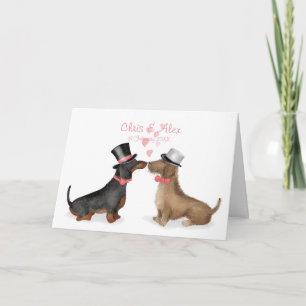 Dachshunds en amour carte mariage (garçon/garçon)