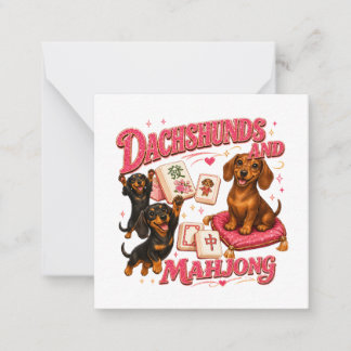 Dachshunds en Mahjong Notitiekaartje