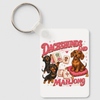 Dachshunds en Mahjong Sleutelhanger