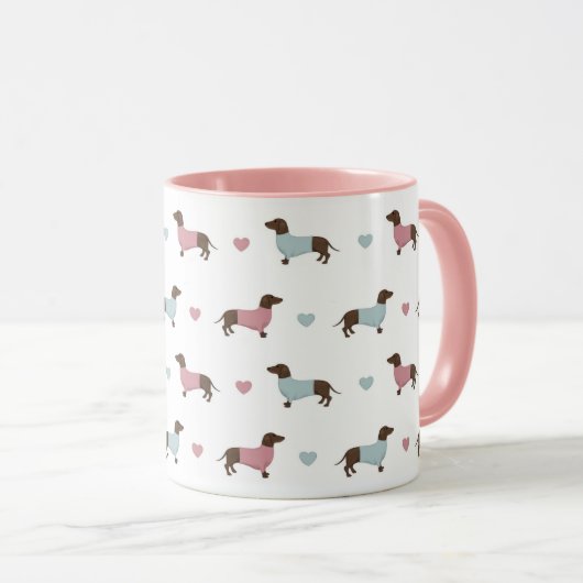 Dachshunds et coeurs Mug (Devant droit)
