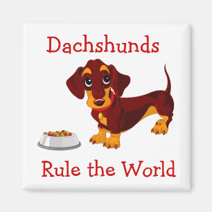 Dachshunds heersen over de wereld Cartoon Puppy Ma Magneet
