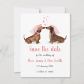 Dachshunds in liefde, behalve de datumkaart (meisj save the date (Voorkant)