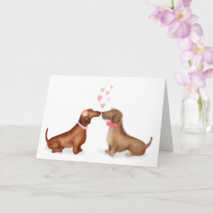 Dachshunds in love Carte de Saint Valentin (fille/