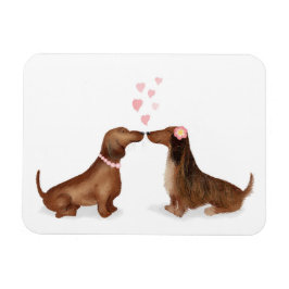 Dachshunds in love fridge magnet (twee meisjes) magneet
