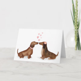 Dachshunds in love Valentijns card (twee meisjes) Kaart
