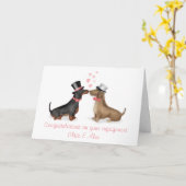 Dachshunds in love verloving card (boy/jongen) kaart (Gele Bloem)