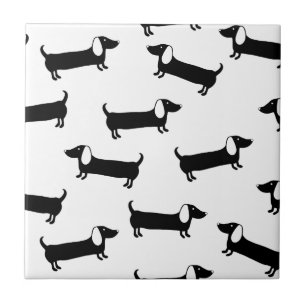 Dachshunds in zwart-wit tegeltje