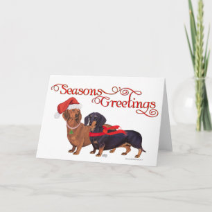 Dachshunds Kerstmis Feestdagen Kaart