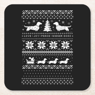Dachshunds Kerstmis Vierkante Kartonnen Onderzetter