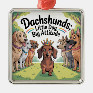 Dachshunds Kleine Hond, Grote Attitude Metalen Ornament