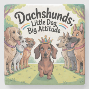 Dachshunds Kleine Hond, Grote Attitude Stenen Onderzetter