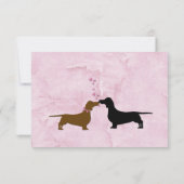 Dachshunds mariage rose personnalisé RSVP (Dos)