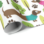 Dachshunds on a Walk in Park Cadeaupapier (Rol Hoek)