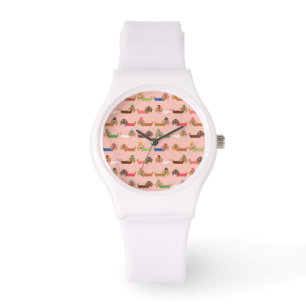 Dachshunds on Pink Horloge