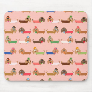 Dachshunds on Pink Muismat