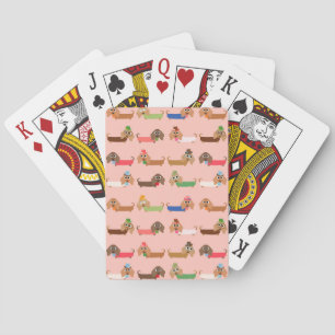 Dachshunds on Pink Pokerkaarten