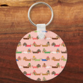 Dachshunds on Pink Sleutelhanger (Voorkant)