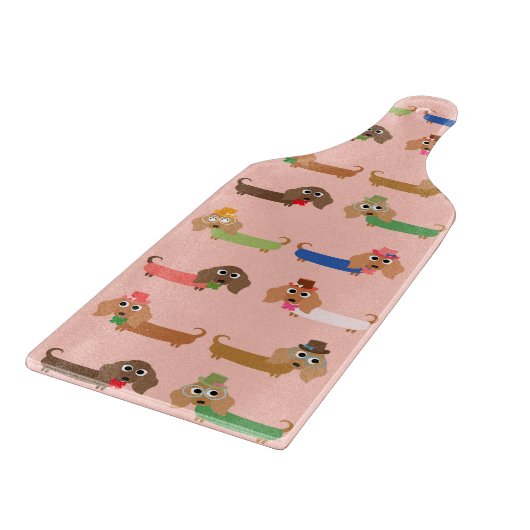 Dachshunds on Pink Snijplank (Hoek)