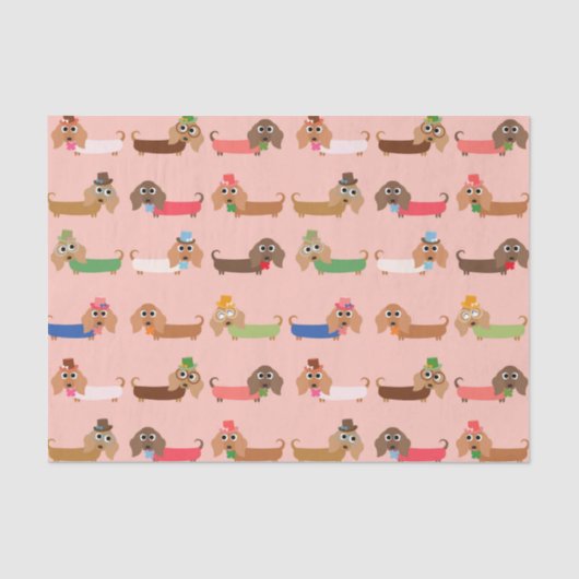 Dachshunds on Pink Tissuepapier (Voorkant)