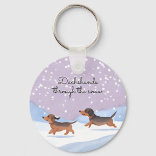 Dachshunds Snow Doxie Kerstmis Worst Honden Schatt Sleutelhanger
