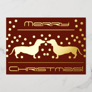 Dachshunds Stippen Folie Holiday Flat Card - Rood Folie Feestdagenkaart