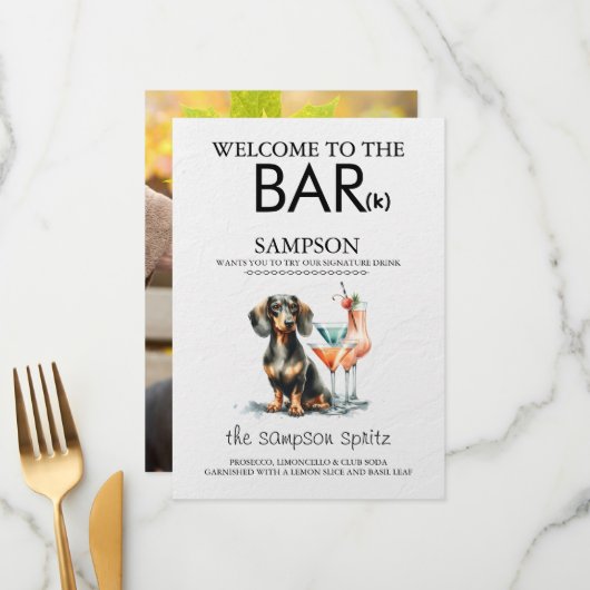 Dachsund Bar Menu (Voorkant / Achterkant in situ)