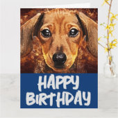 DACHSUND CHIEN ART CARTE DE SALUT D'ANNIVERSAIRE (Fleur jaune)