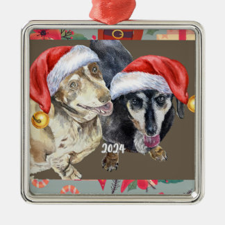 Dachsund Kerstmis 2024 Metalen Ornament