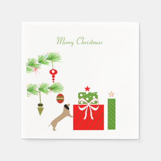 Dachsund Kerstmis Napkins Servet (Voorkant)