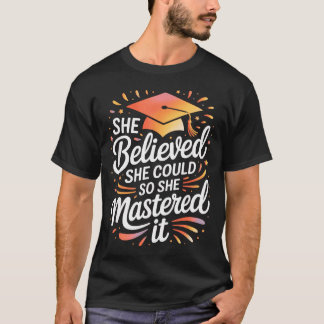 Dacht dat ze gekleurd schrift onder de knie kon kr t-shirt