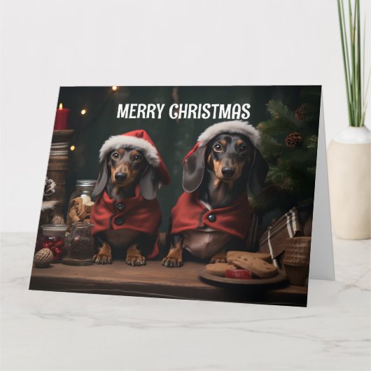 Dachunds Kerst Kaart (Voorkant)