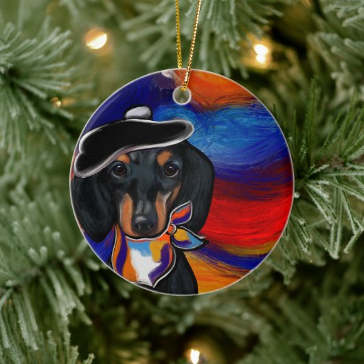 DACKEL KERAMISCH ORNAMENT (Boom)