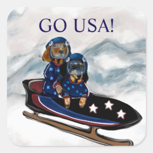 DACKEL  VIERKANTE STICKER