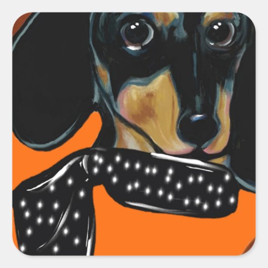 DACKEL VIERKANTE STICKER (Voorkant)