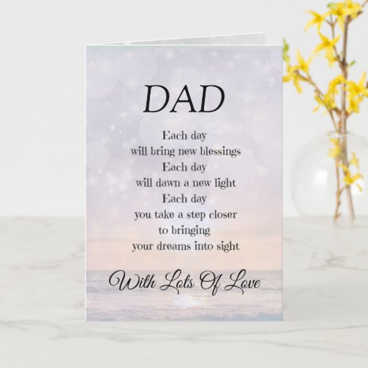 Dad Aanmoediging Gedicht ontwerp Groet Kaart (Gele Bloem)