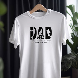 DAD Basketball Player Letter Cutout Custom Text T-shirt