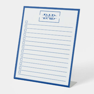 Dad Blau Monogram 10" x 12" Takenlijst Dry Erase Reclamebord Met Voetstuk