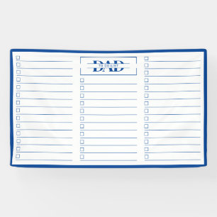 Dad Blau Monogram 3' x 5' Takenlijst Whiteboard Spandoek