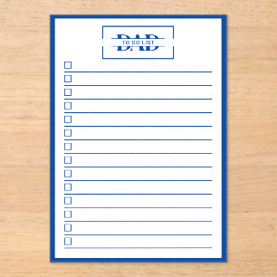 Dad Blau Monogram 5" x 7" Takenlijst Dry Erase Acryl Uitnodigingen