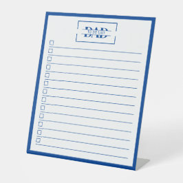 Dad Blue Monogram 10" x 12" To Do List Dry Erase Reclamebord Met Voetstuk