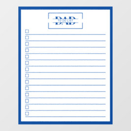 Dad Blue Monogram 20" x25" To Do List Dry Erase Raamsticker